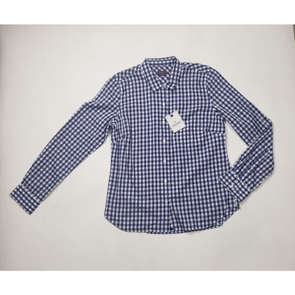 Untuckit Women's Belleza Checkered Shirt Cotton Blue & White Gingham — Pick Size - Picture 8 of 11